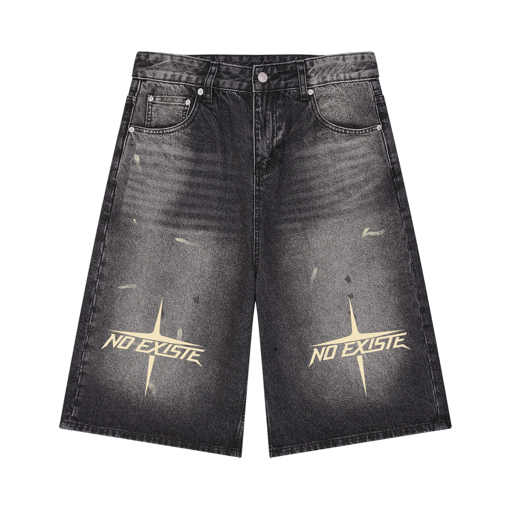 Men’s Vintage Wash Wide Leg Denim Shorts